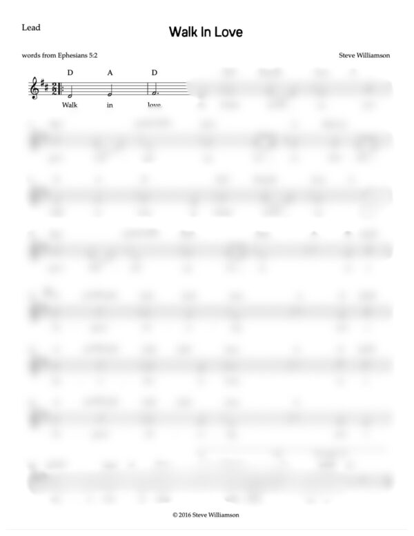 Walk In Love - Lead Sheet & Chord Chart - Image 2