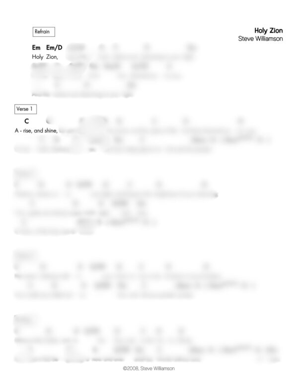 Holy Zion - Lead Sheet & Chord Chart - Image 3
